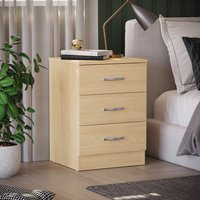 Riano 3 Drawer Bedside Table Chest Nightstand - Pine