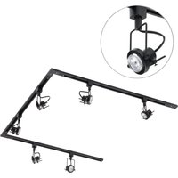 3m U Shape Track Light Kit with Greenwich Spotlight Heads and LED Bulbs - Black