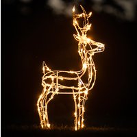 60cm Wire Frame Christmas Stag with 90 White LED's - White