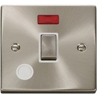 Satin Brushed Chrome 1 Gang 20A Ingot DP Switch With Flex With Neon - White