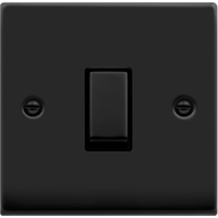 Matt Black 10A 1 Gang Intermediate Ingot Light Switch - Matt Black