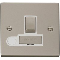 Pearl Nickel 13A Fused Ingot Connection Unit Switched With Flex - White