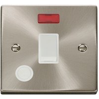 Satin Brushed Chrome 1 Gang 20A DP Switch With Flex With Neon - White