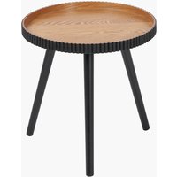 Round Tripod Side Table with Ribbed Edge - Natural and Black