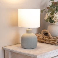 Chelsea Sandblast Ceramic Table Lamp with Linen Drum Shade and LED Bulb - Grey