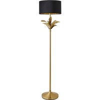 Christina Palm Leaf Floor Lamp with Velvet and Metallic Shade - Black