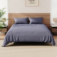 Queen Size Duvet Cover and Flat Sheet Set with 2 Pillowcases - Silver-Grey