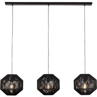 Wicker 3 Light Bar Pendant - Black