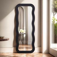 Paola Full Length Wavy Mirror 70x180cm - Black