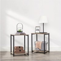 VASAGLE Side Table with Storage Shelf - Brown