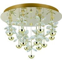 EGLO Pianopoli 3 Brass Ceiling Light 15 Light LED Crystal Fixture WBS - Brass