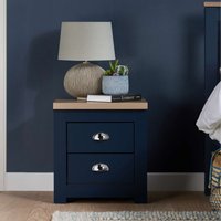 Highgate 2 Drawer Bedside - Navy Blue & Oak