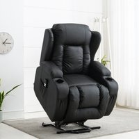 Caesar Dual Motor Riser Recliner Leather Mobility Armchair - Black