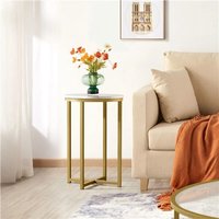 Metal Frame Round Bedside Table - White