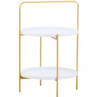 Trosa Two Tier White and Gold Side Table - White