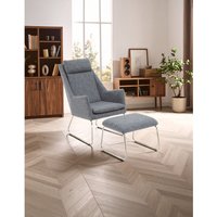 Azalea Grey Fabric Lounge Chair And Footstool Set - Grey