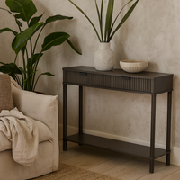 Sagevale 2 Drawer Ribbed Console Table Matt - Brown