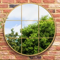 Circulus Metal Frame Round Garden Mirror - Gold / 80cm