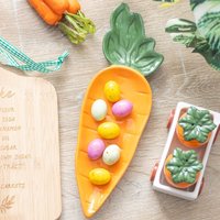 Ceramic Carrot Shaped Serving Dish - Orange