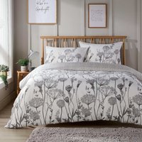 Meadow Grey Printed Duvet Set - Grey / Double