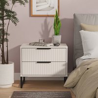 Fluted Ready Assembled 2 Drawer Side Table - Kashmir Matt