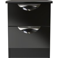 Camden Ready Assembled 2 Drawer Bedside Cabinet - Black Gloss & Black