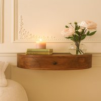 Solid Wood Wall Mounted Rounded Bedside - Brown
