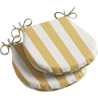 Wide Striped Outdoor D Shaped Seat Pad Yellow - Yellow/White / 2