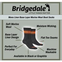 Mens Liner Base Layer Merino Wool Performance Boot Socks - Black