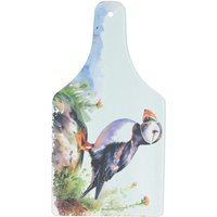 Coastal Puffin Large Bottle Serving Board - Glass Kitchenware Platter - Black
