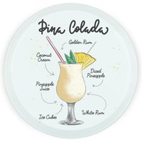 Pina Colada Cocktail Round Worktop Protector - Textured Glass Chopping Board - Yellow