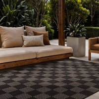 Ted Baker Flatweave Dorothy Indoor Outdoor Rug Checkerboard Design in Black | Size: 160cm x 230cm