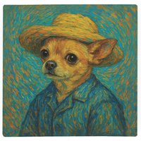 Van Gogh Chihuahua Large Square Worktop Protector - Smooth Glass Chopping Board