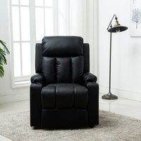 Studio Leather Manual Recliner with Drink Holders - Black
