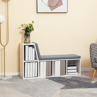 HOMCOM 2 Tier Bookcase Modern Bookshelf with Removable Cushions - White