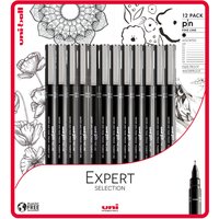 Pack of 12 Uniball Drawing Fine Line Pens - Black