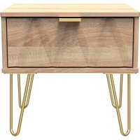 Diamond Ready Assembled 1 Drawer Bedside Cabinet with Legs - Bardolino Oak