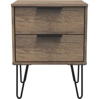 Hong Kong Ready Assembled 2 Drawer Bedside Cabinet - Vintage Oak