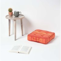 Homescapes Morocco Striped Cotton Floor Cushion - Terracotta