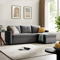 Coombe 3 Seater Pull-Out Reversible Chaise Sofa Bed - Grey Velvet