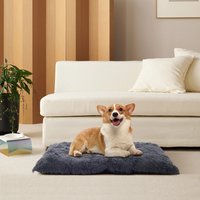Plush Rectangle Pet Bed Dog Cushioned Pad - Dark Grey / 95*60CM