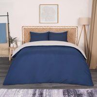 Reversible Plain Dyed Duvet Set - Navy Grey / Single