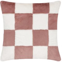 Cozeecheck Faux Fur Polyester Filled Cushion - Pink