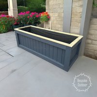 Chiltern Range Outdoor Wooden Timber Planter - Urban Slate Grey - Natural / 210cm / 60cm