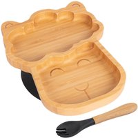Bamboo Llama Baby Weaning Plate Fork Set - Black