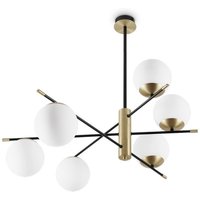 GOURMET 6 Light Globe Multi Arm Semi Flush Ceiling Lamp - Brass