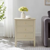 3 Drawer Bedside Table - Hales Taupe Range - Taupe