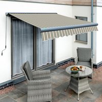 Electric Patio Awning Garden Canopy Full Cassette Charcoal - Multi-Stripe / 95kg