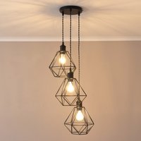Diablo 3 Drop Cluster Ceiling Pendant Light with LED Bulbs - Black