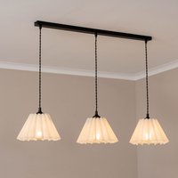Lauren White Pleated Shade 3 Drop Bar Ceiling Pendant Light and LED Bulbs - Matte Black